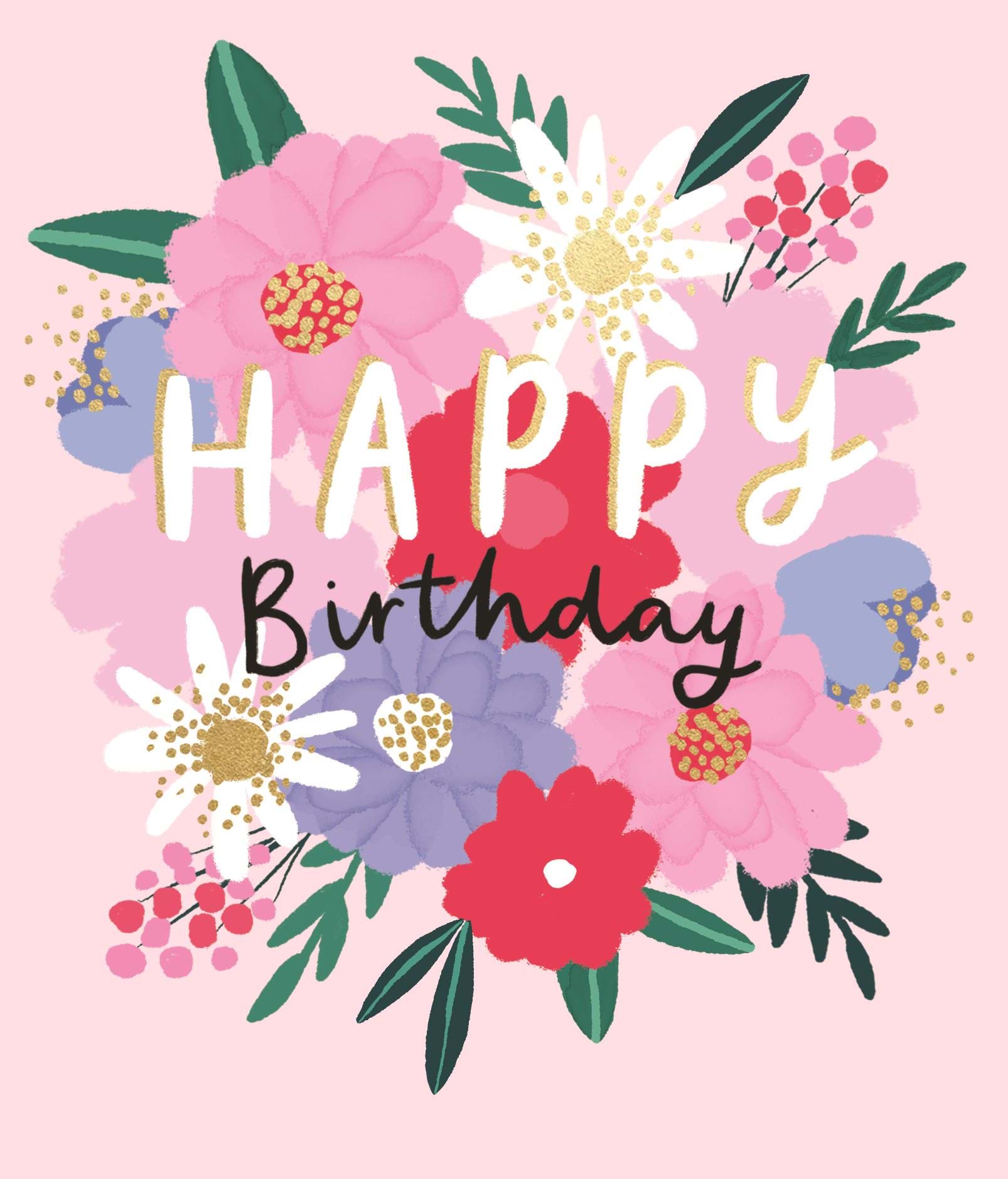 Type on Flowers Birthday Card