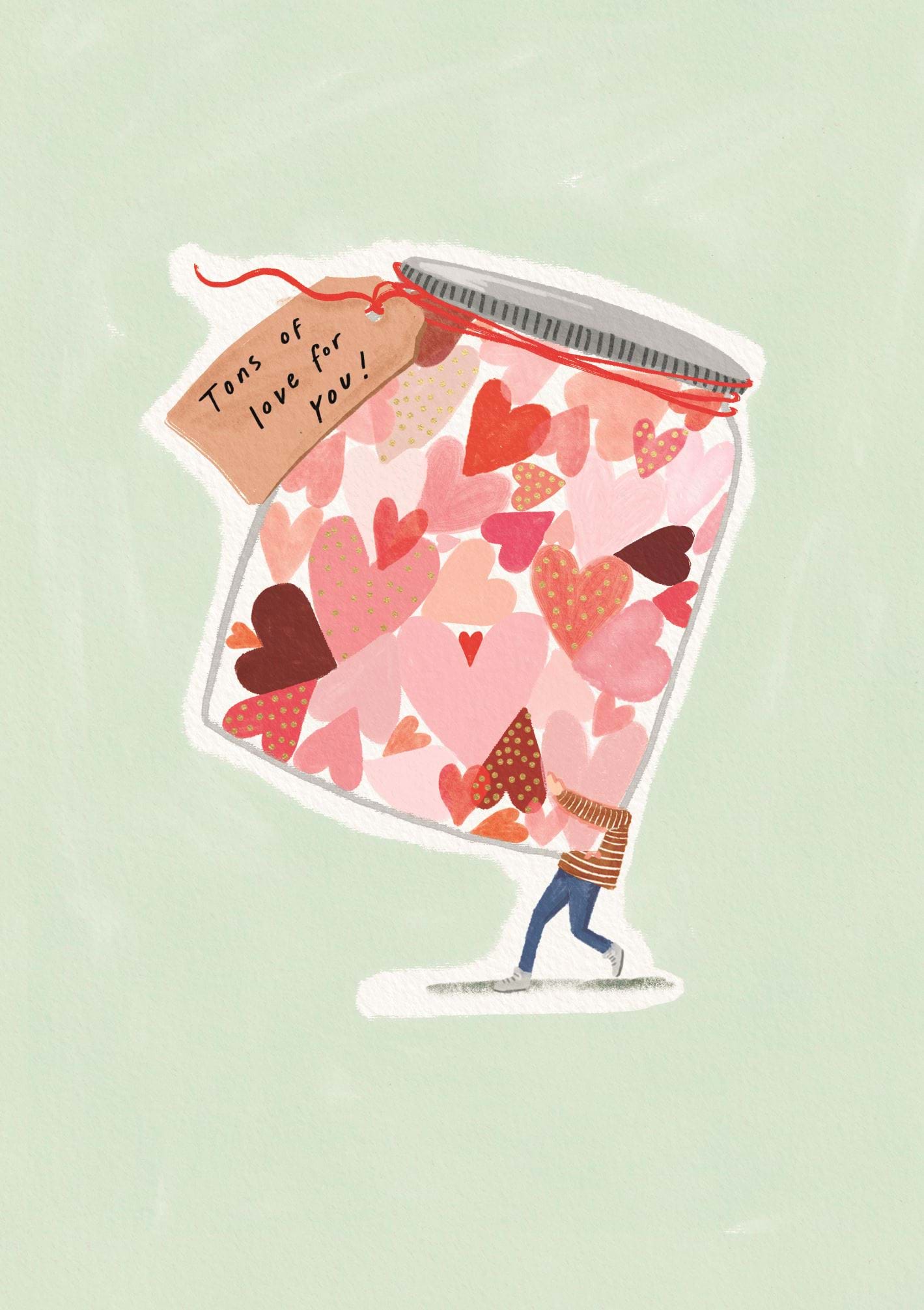 Jar of Hearts Anniversary Card