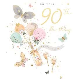 Bubbly 90th Birthday Card