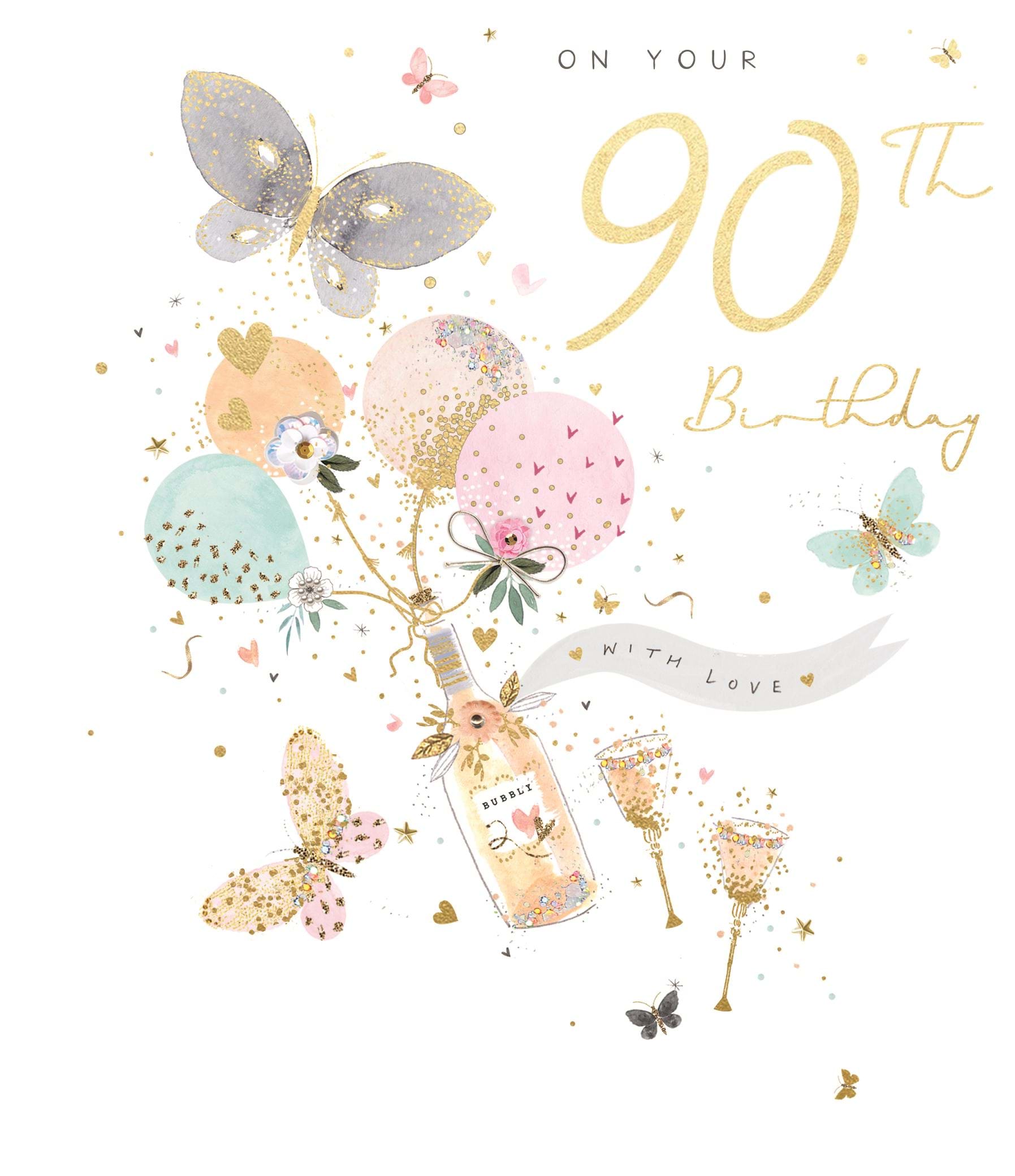 Bubbly 90th Birthday Card
