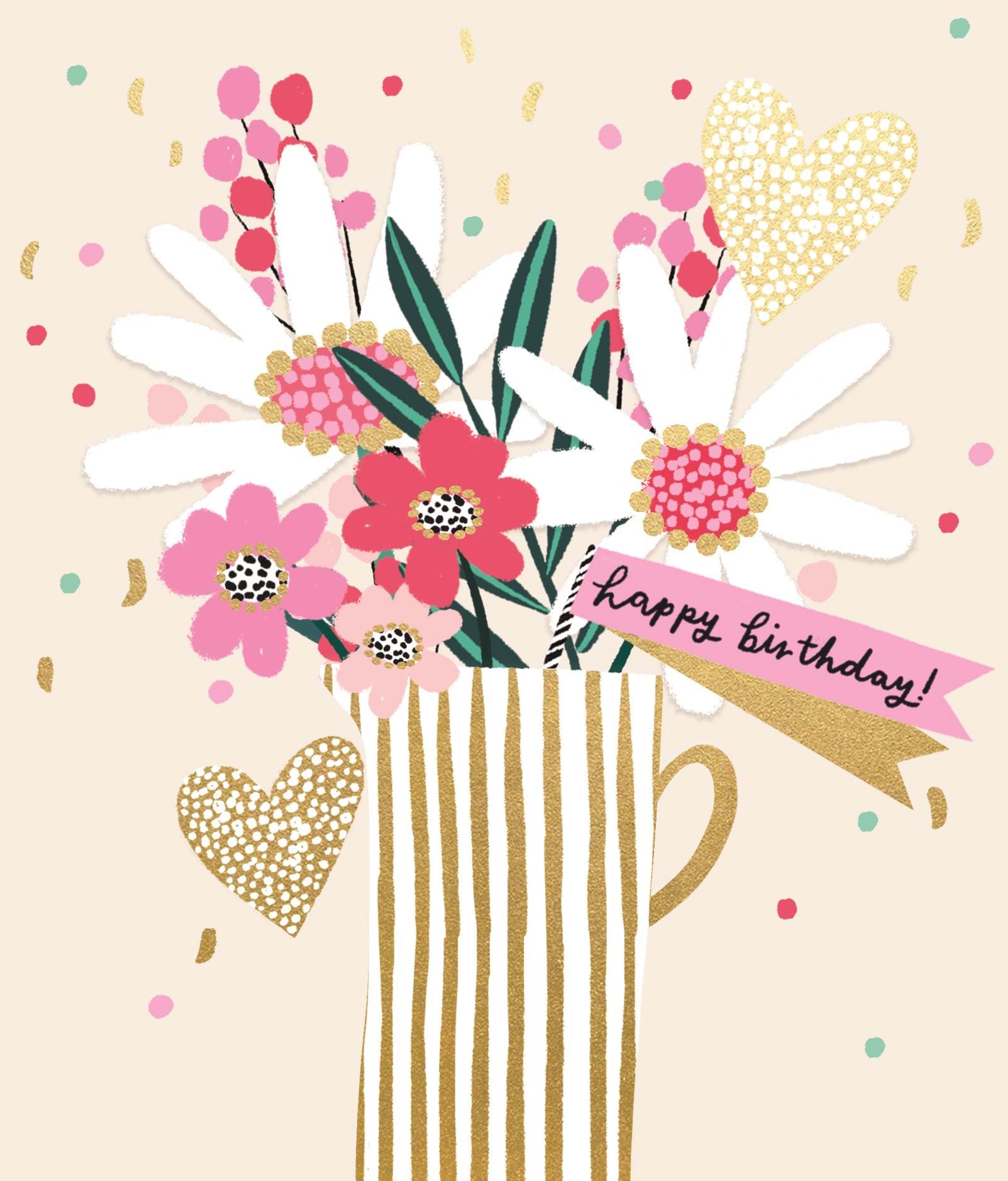 Jug of Flowers Birthday Card