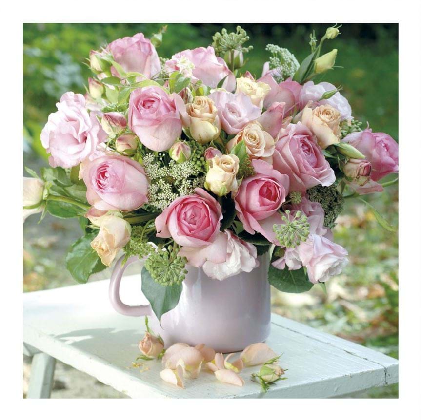Pink Roses Greeting Card