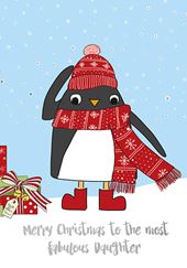 Penguin Daughter Christmas Card