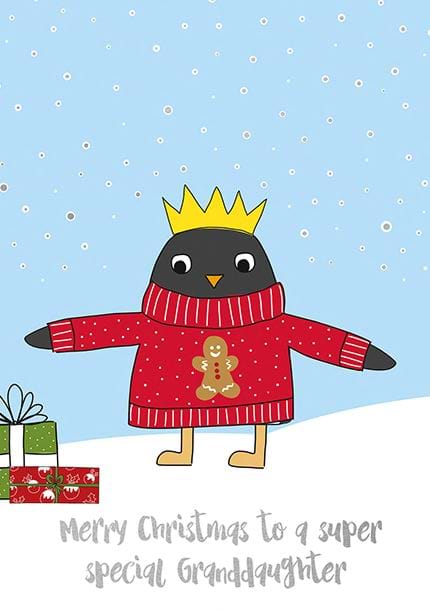 Penguin Granddaughter Christmas Card