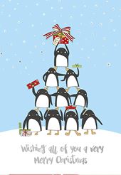 Penguin Tower All of You Christmas Card