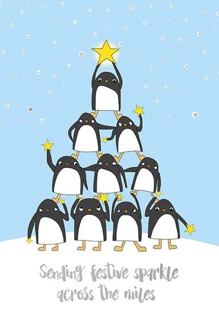 Penguin Tower Across the Miles Christmas Card