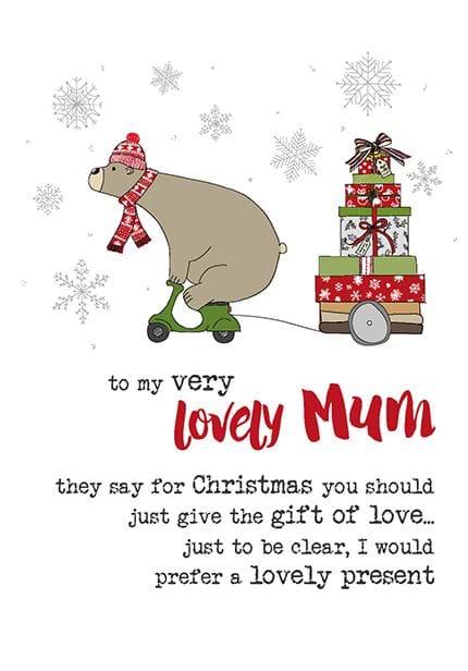 Festive Bear Mum Christmas Card