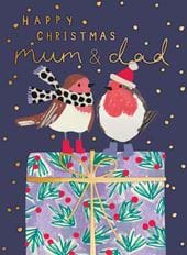 Robins Mum and Dad Christmas Card