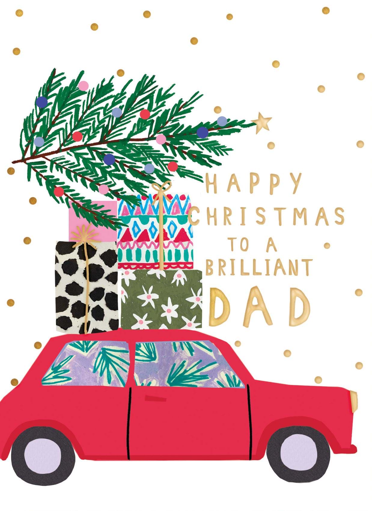 Bringing the Tree Home Dad Christmas Card