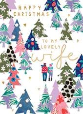 Patterned Trees Wife Christmas Card