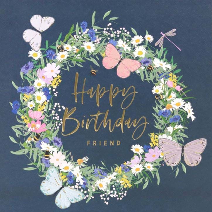 Butterfly Wreath Friend Birthday Card