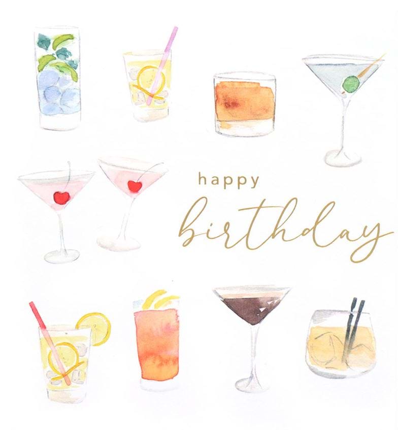 Cocktails Birthday Card