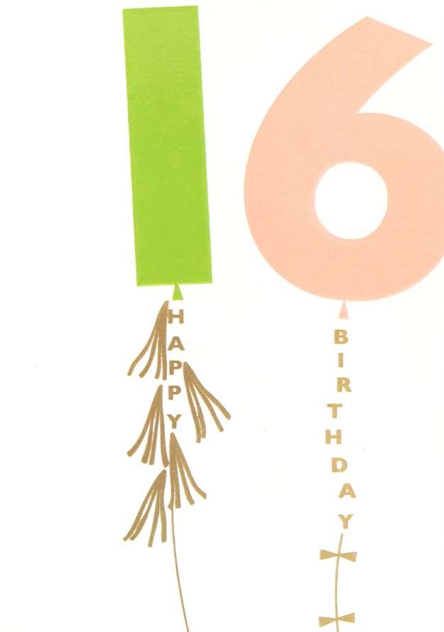 16th Balloons Birthday Card
