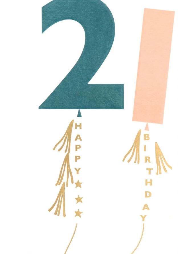 21st Balloons Birthday Card
