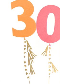 30th Balloons Birthday Card