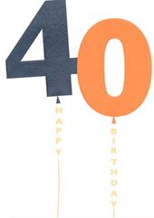 40th Balloons Blue Birthday Card
