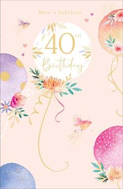 Balloon 40th Birthday Card