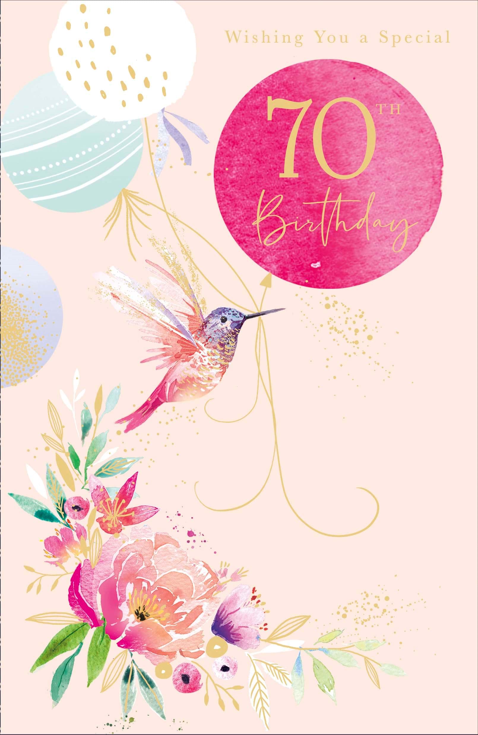 Hummingbird 70th Birthday Card