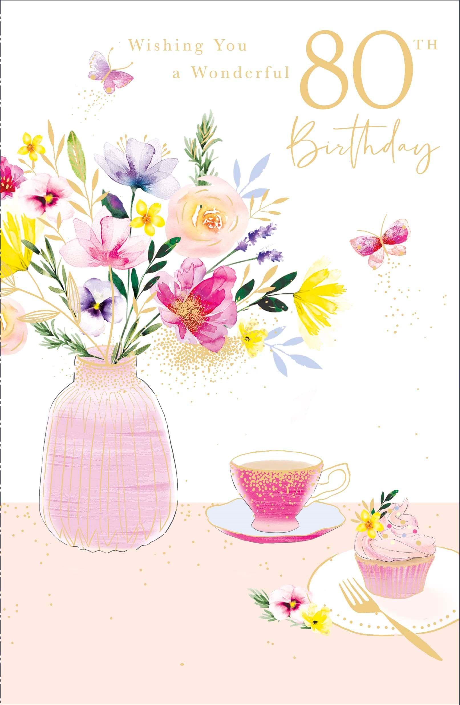 Tea and Cake 80th Birthday Card