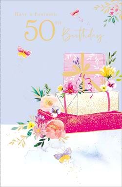 Presents 50th Birthday Card