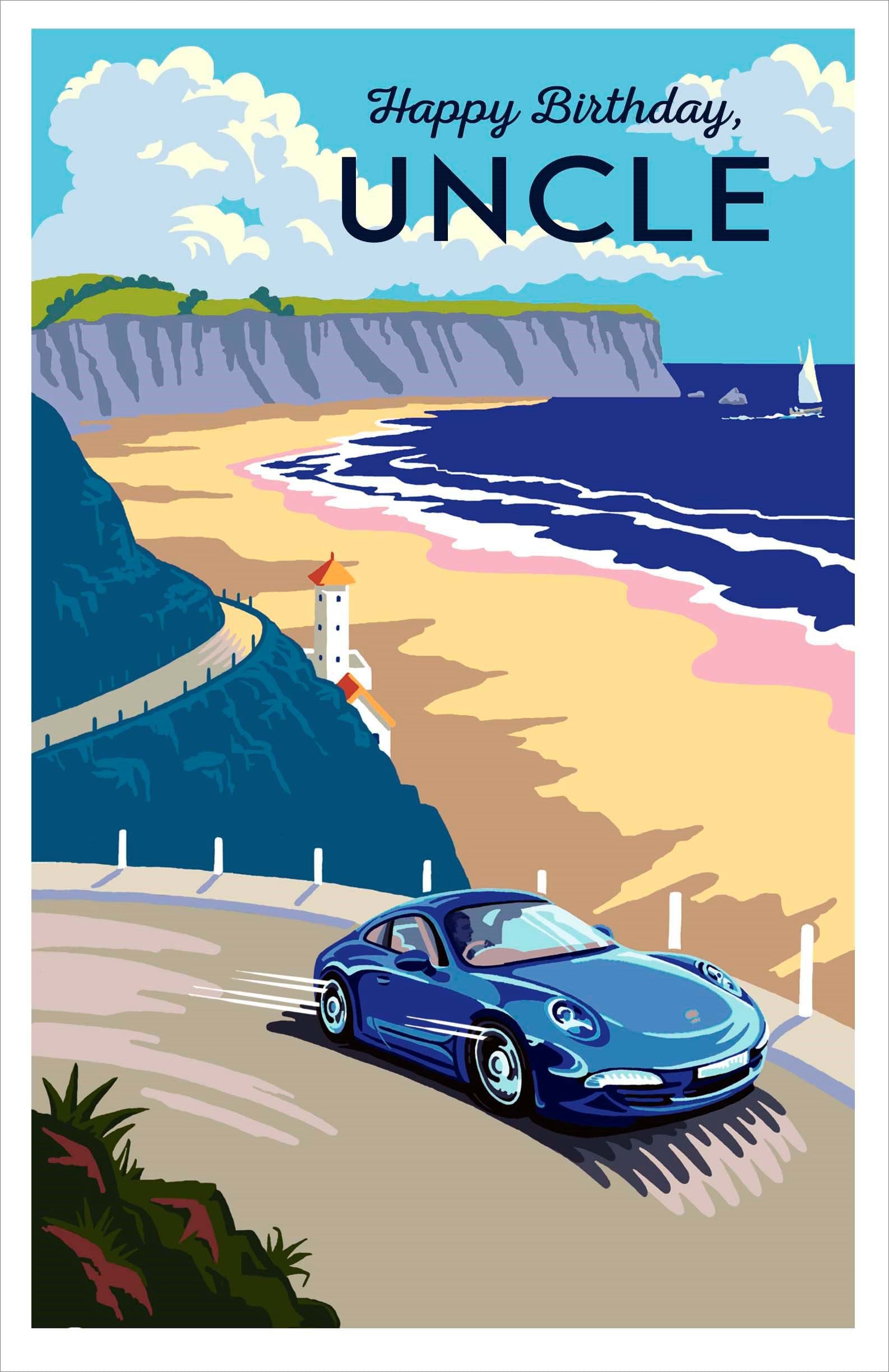 Seaside Drive Uncle Birthday Card