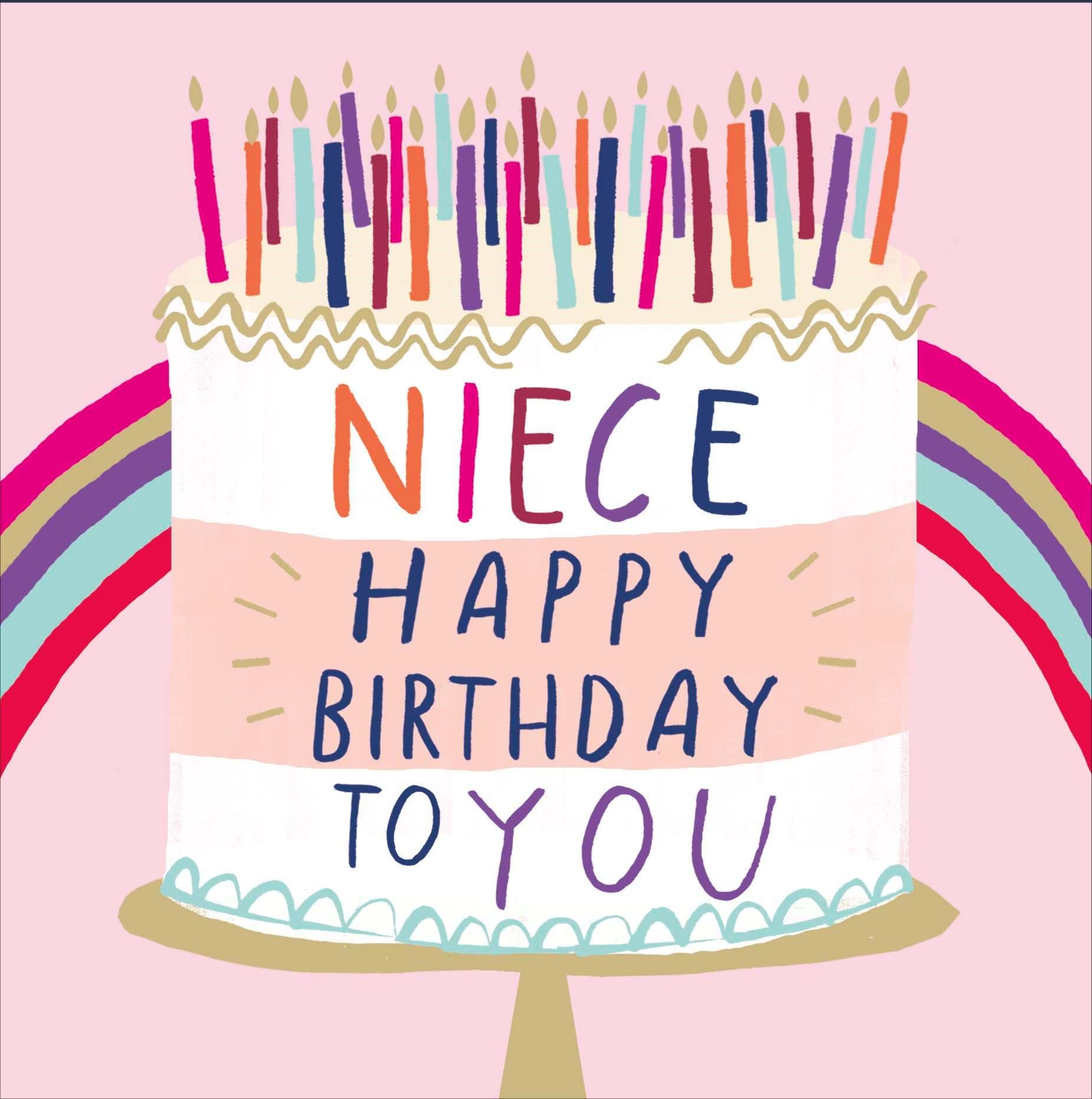 Rainbow Cake Niece Birthday Card