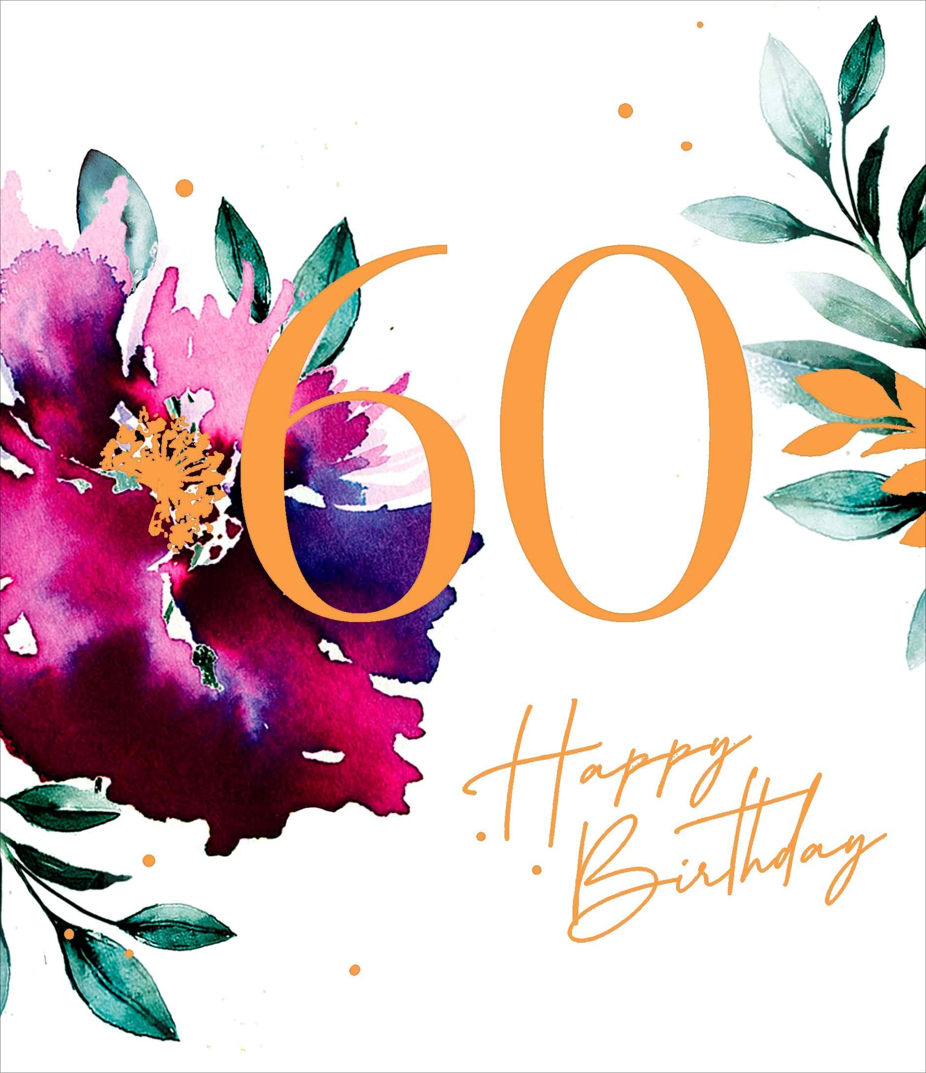 Purple Flower 60th Birthday Card
