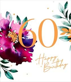 Purple Flower 60th Birthday Card