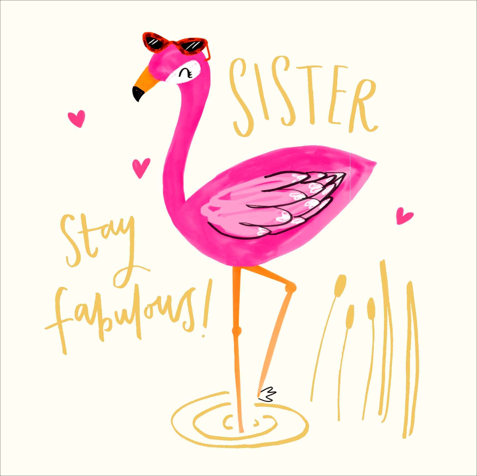 Flamingo Sister Birthday Card