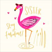 Flamingo Sister Birthday Card