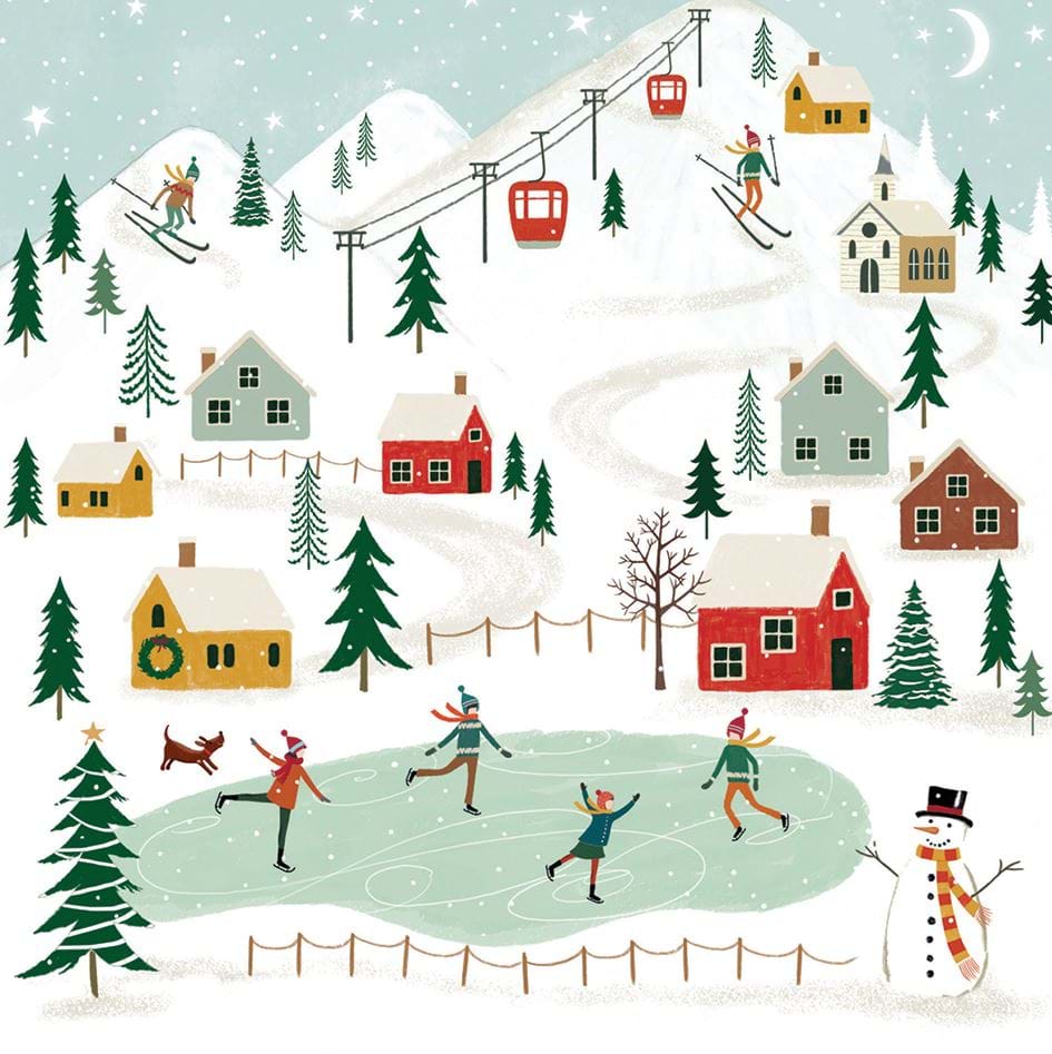 Ice Skating Scene Christmas Card