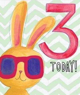 Cool Rabbit 3rd Birthday Card