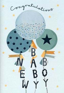 Blue Balloons New Baby Boy Card