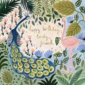 Peacock Lovely Friend Birthday Card
