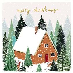 Snowy Cabin Christmas Card