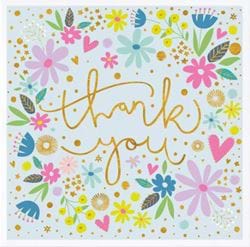 Flowers on Blue Thank you Card