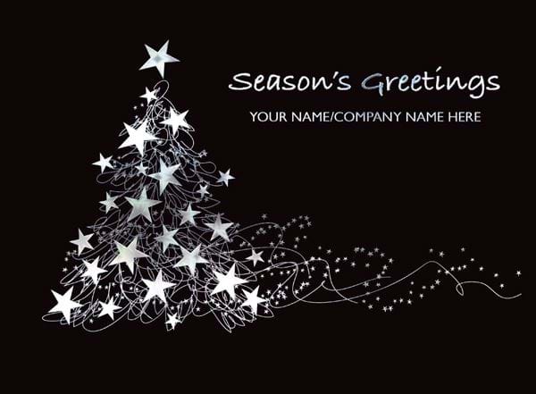 Dazzling Star Tree - Front Personalised Christmas Card