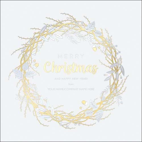 Foil Wreath - Front Personalised Christmas Card