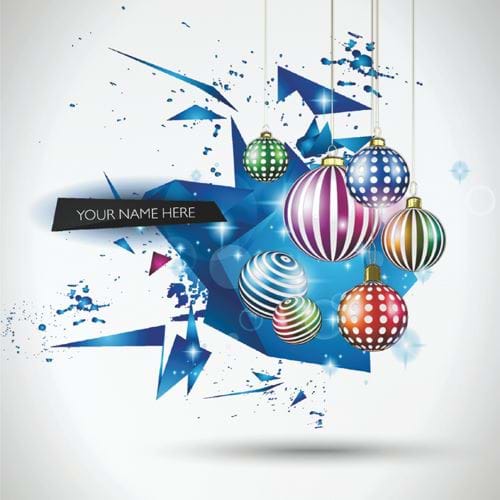 Colourful Baubles - Front Personalised Christmas Card
