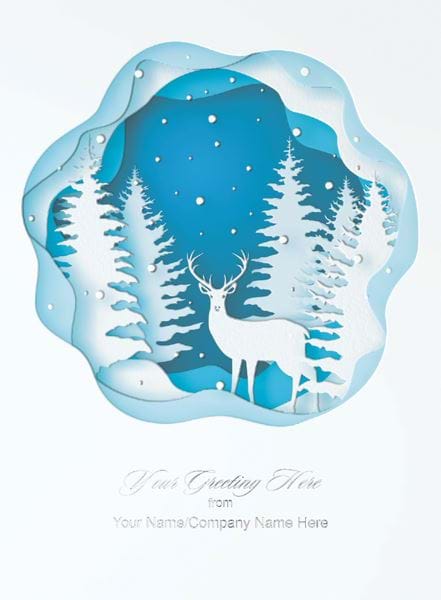 Scandinavian Deer - Front Personalised Christmas Card