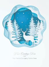 Scandinavian Deer - Front Personalised Christmas Card