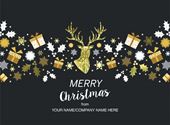Reindeer & Snowflakes - Front Personalised Christmas Card