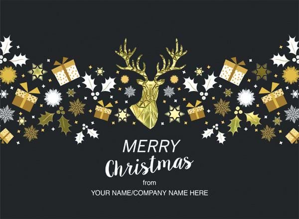 Reindeer & Snowflakes - Front Personalised Christmas Card
