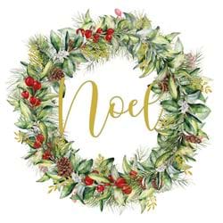 Watercolour Wreath - Personalised Christmas Card