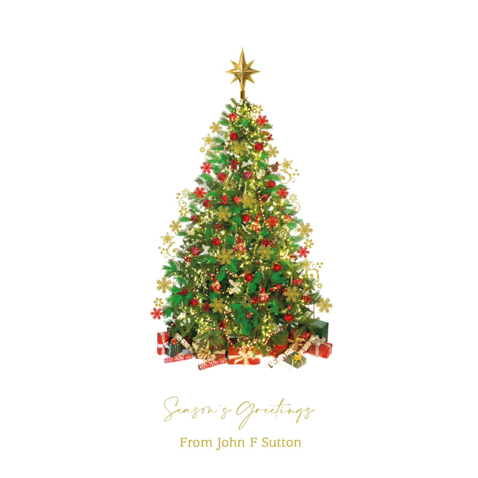Bright Christmas Tree - Front Personalised Christmas Card