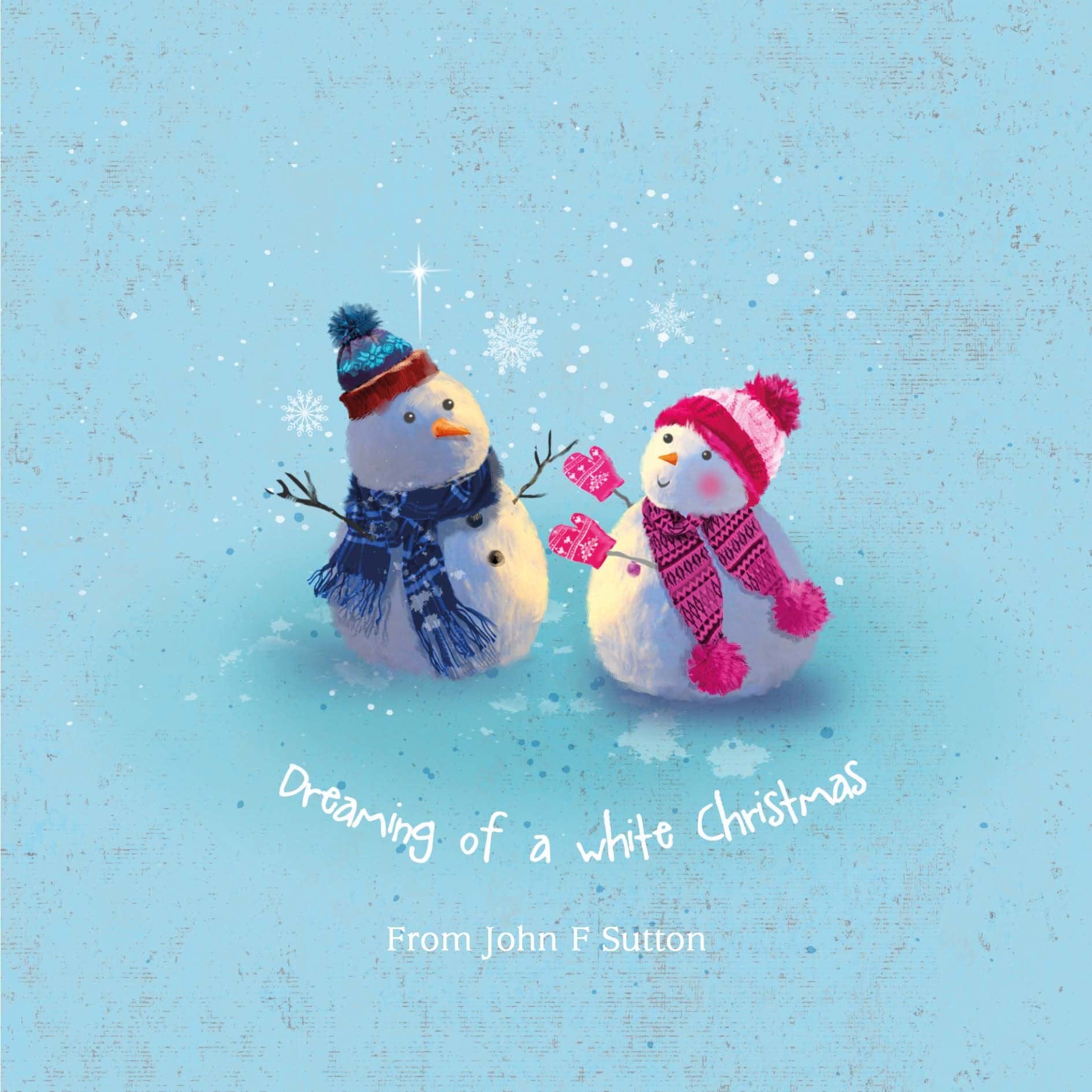 Snowman Couple - Front Personalised Christmas Card