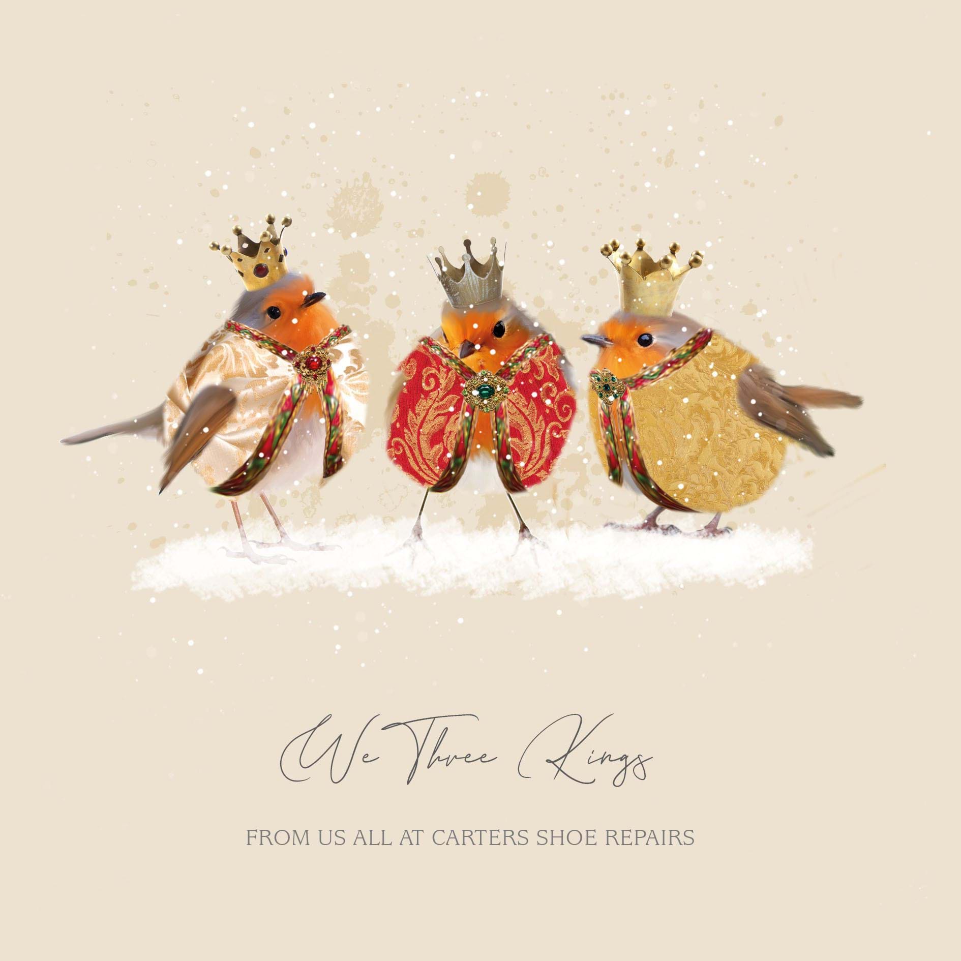 Three Kings Robins - Front Personalised Christmas Card
