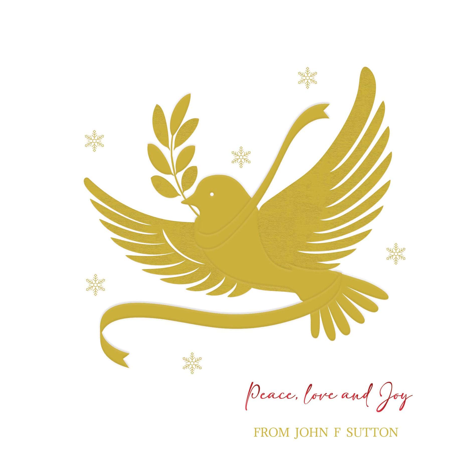 Golden Dove - Front Personalised Christmas Card