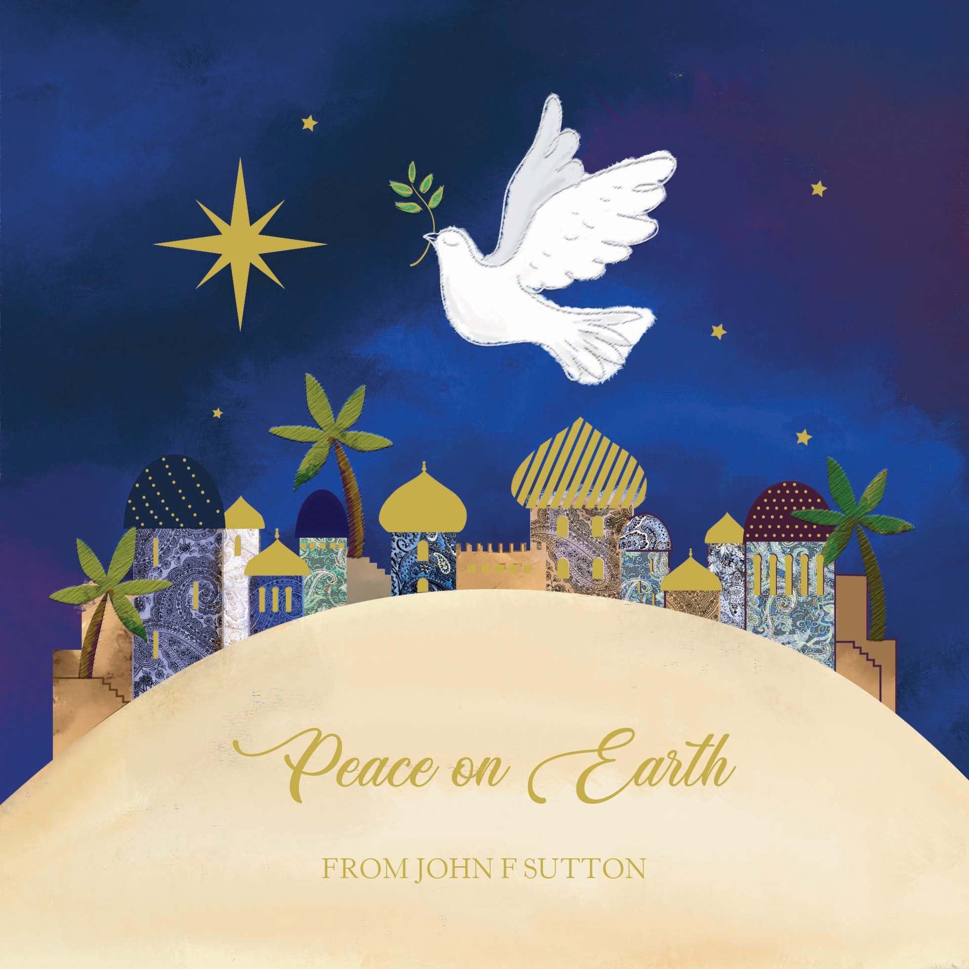 Peace on Earth Dove - Front Personalised Christmas Card