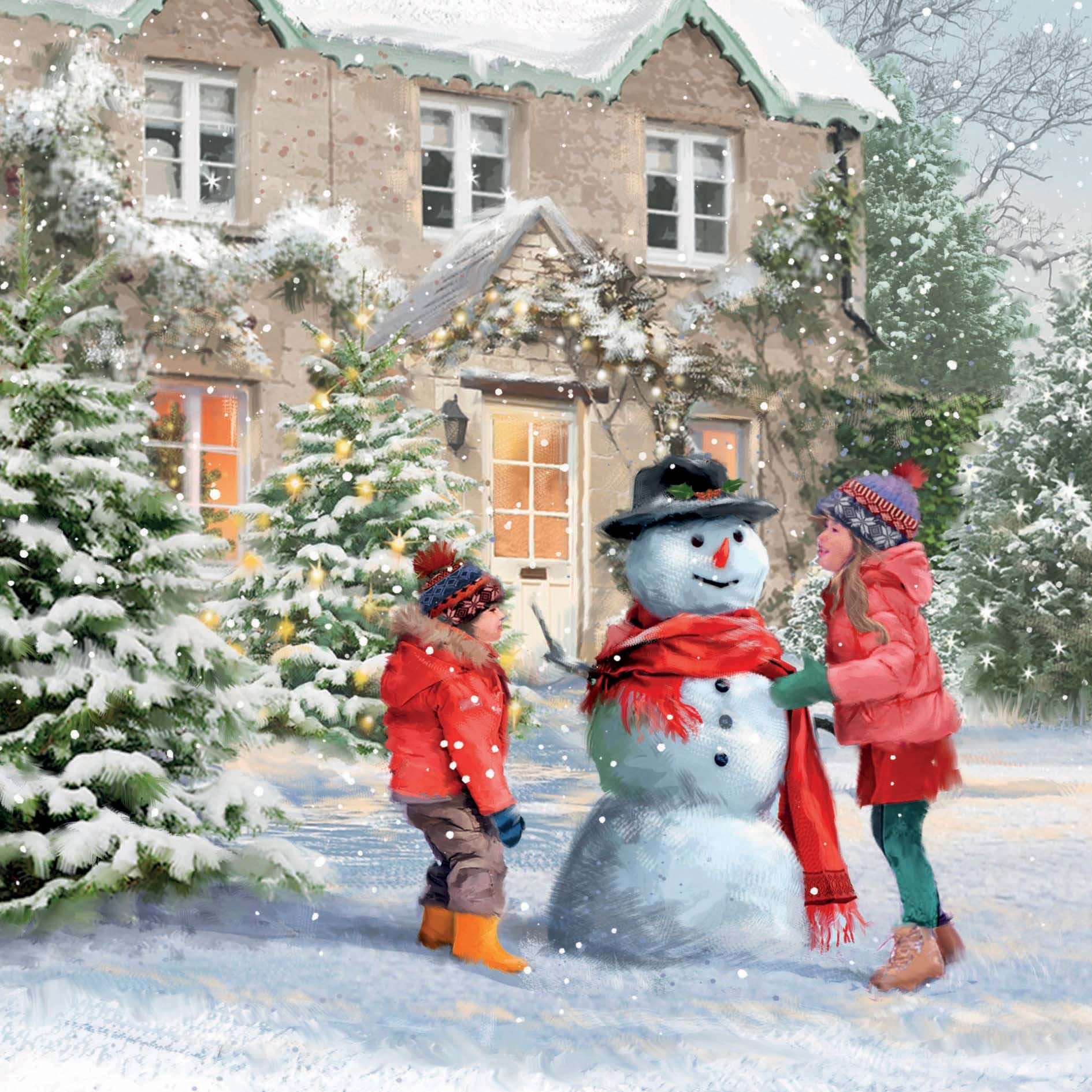 Building A Snowman, NSPCC Christmas Cards - Pack of 10